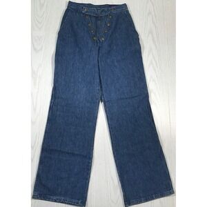 Vintage 70s Landlubber Jeans Women 5/6 Blue Hey Sailor High Rise Button Snap New